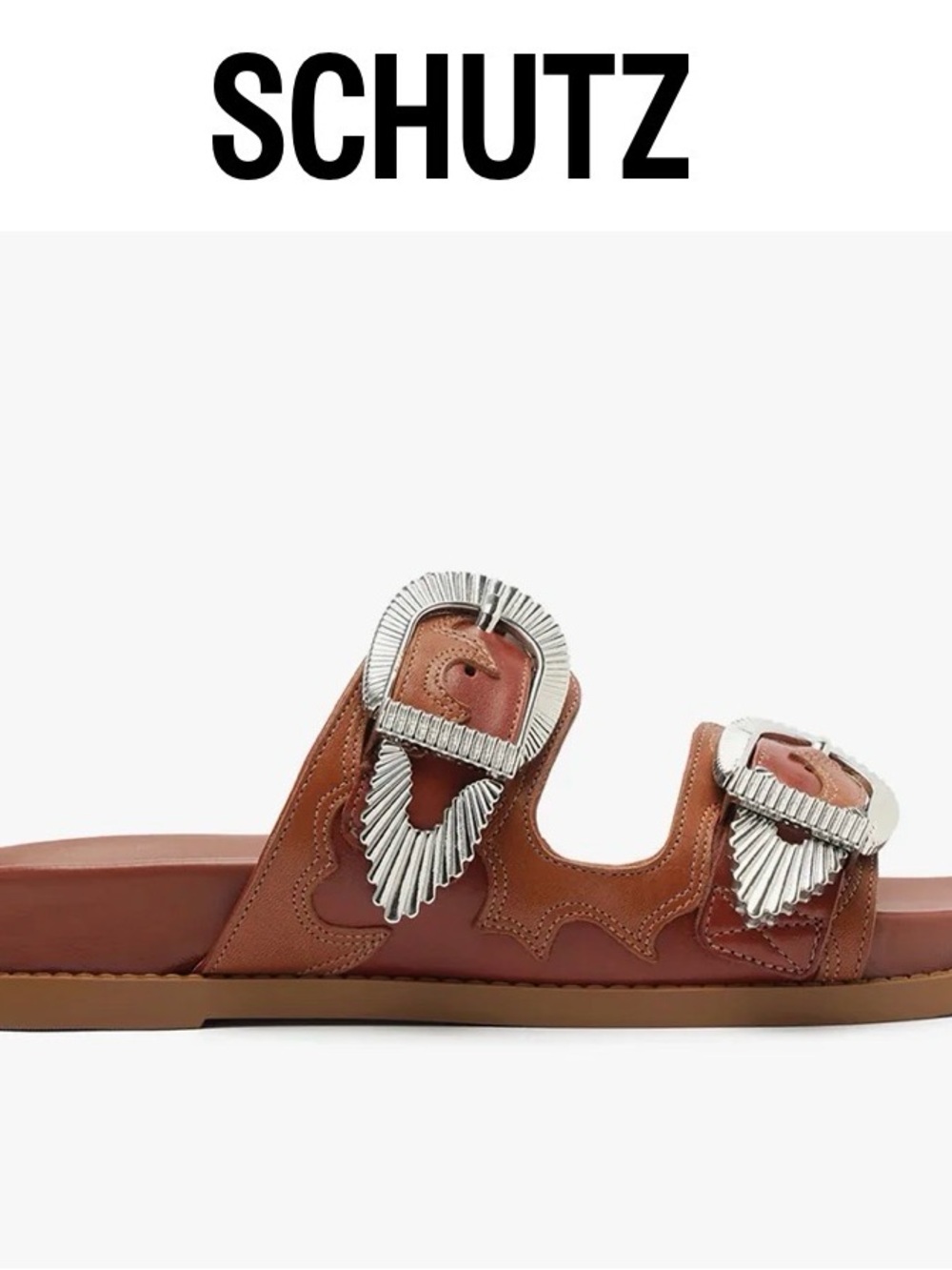 SCHUTZ Harper Sporty Brown Leather Western Sandal